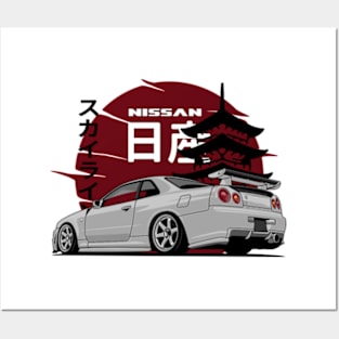 Nissan Skyline r34 GTR, JDM Car Posters and Art